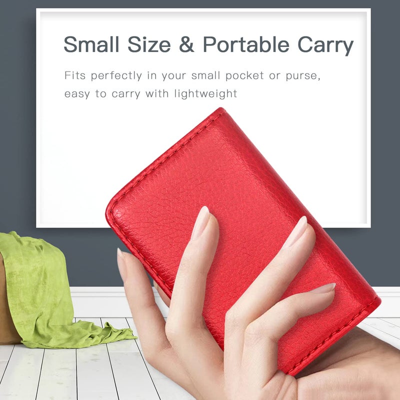 Padike Business Name Card Holder Luxury PU Leather,Business Name Card Holder Wallet Credit card ID Case/Holder For Men & Women - Keep Your Business Cards Clean(Red) - Image 5